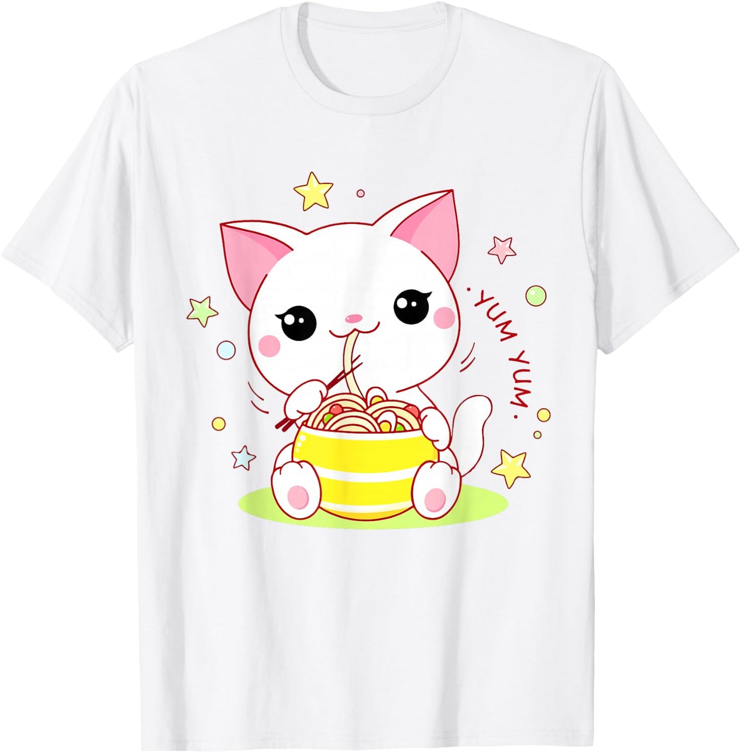 Girl Cat Ramen Noodle Cute Teen Girl Toddler Kawaii Anime T-Shirt - T-Shirt | White