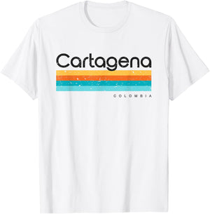 Vintage Cartagena Colombia Retro Design T-Shirt - T-Shirt | White
