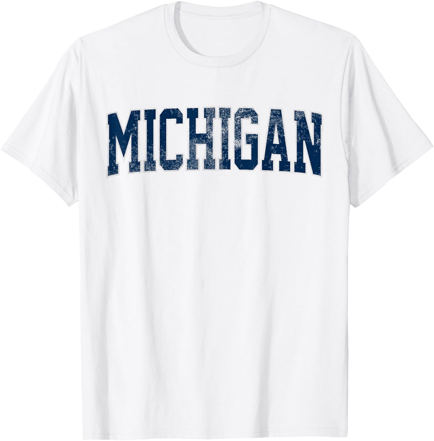 Vintage Michigan Look Maize Blue Men Retro Font Michigan T-Shirt - T-Shirt | White