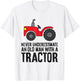 Never Underestimate An Old Man With A Tractor T-Shirt - T-Shirt | White
