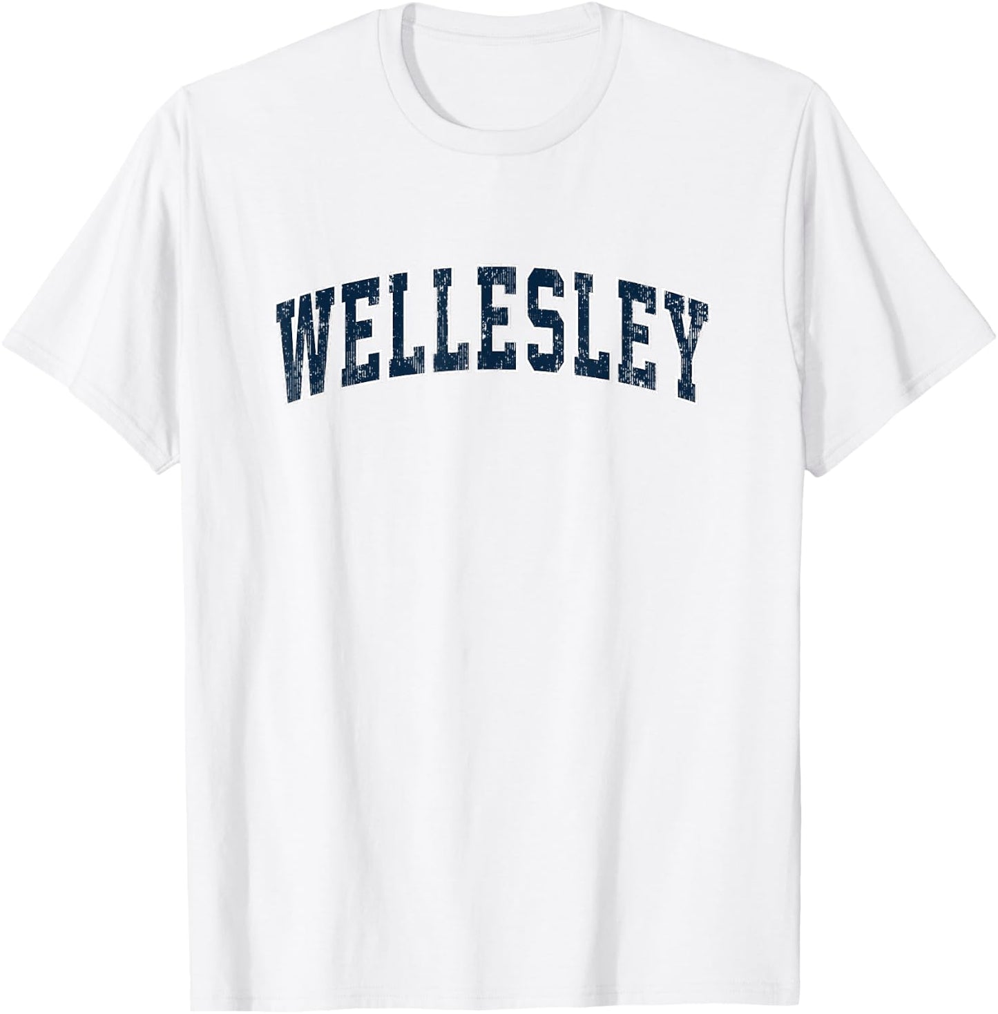 Wellesley Massachusetts MA Vintage Sports Design Navy Design T-Shirt - T-Shirt | White