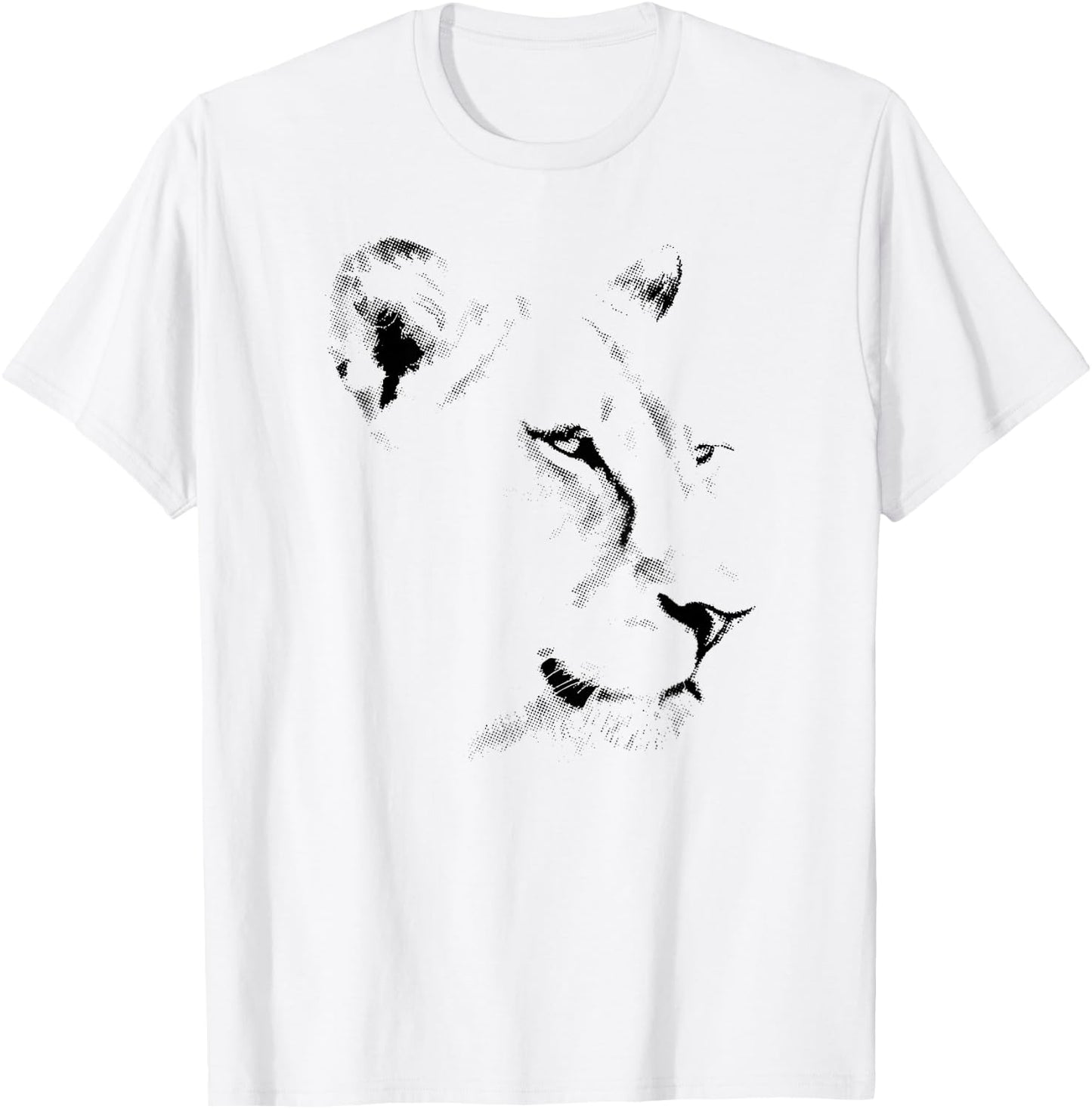 Lion Face in Minimalist Halftone Dots African Wildlife T-Shirt - T-Shirt | White