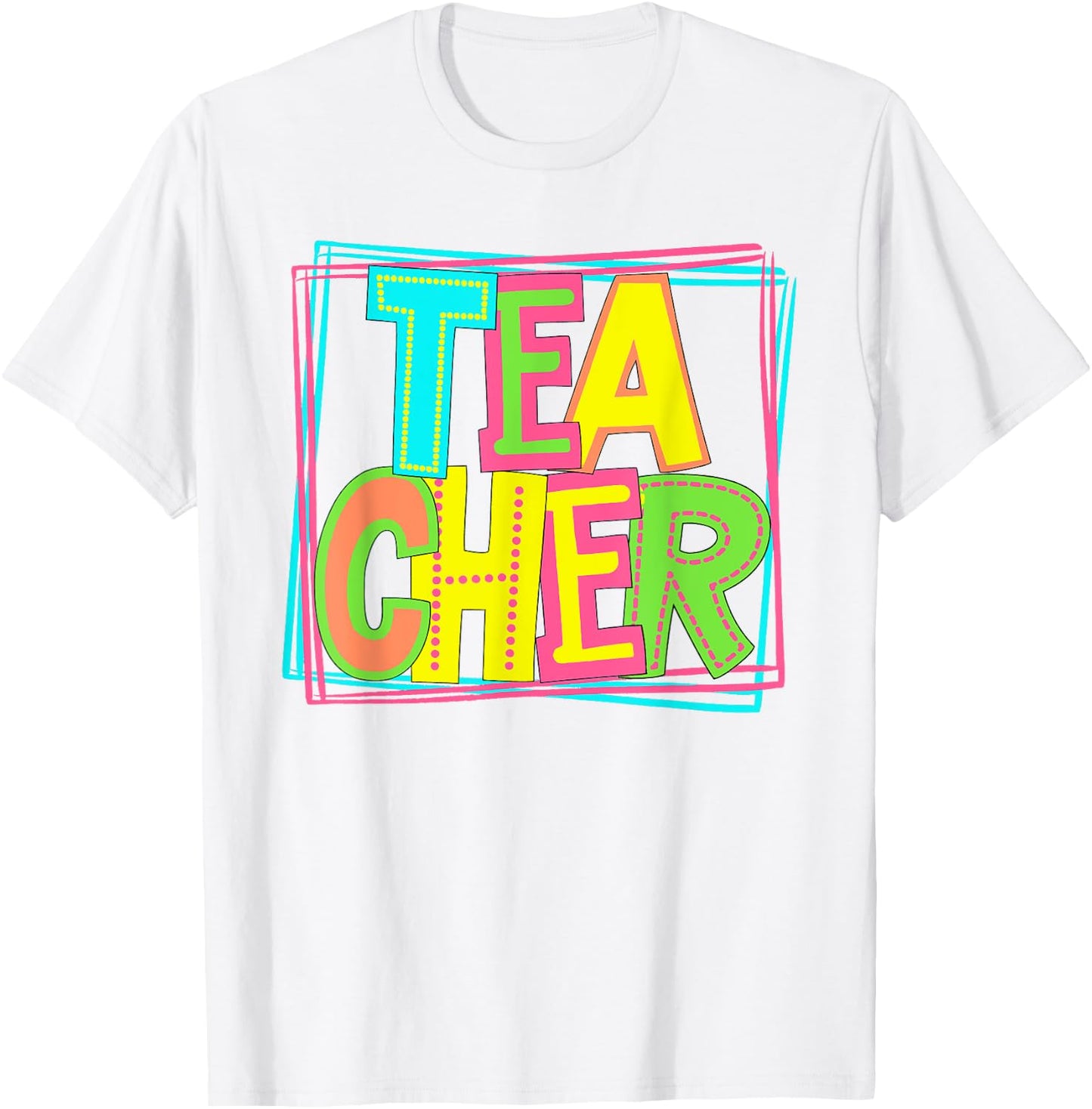 Neon Retro Teacher Cute Teacher Team New Teacher Back to Sch T-Shirt - T-Shirt | White