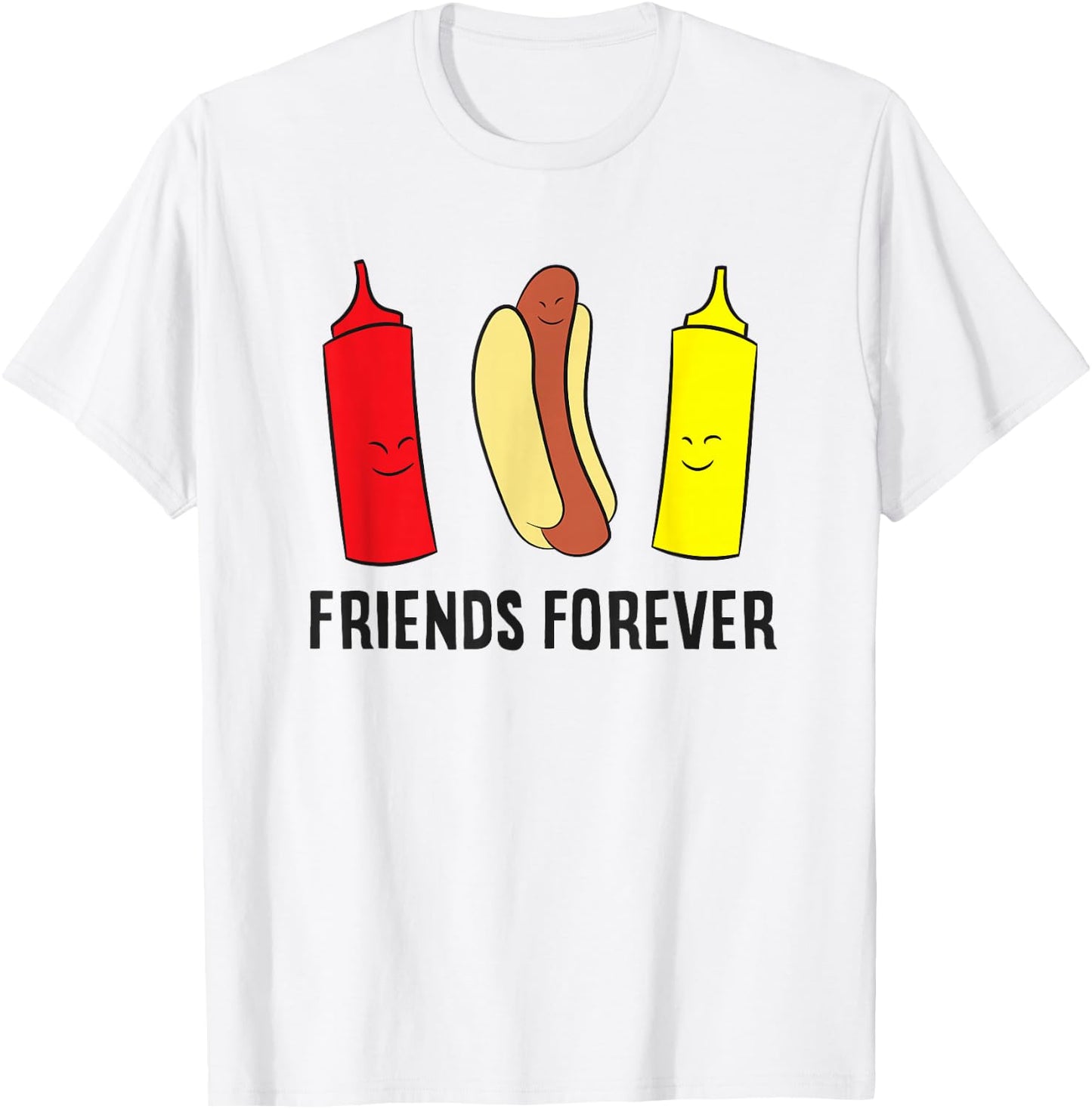 Hotdog Ketchup Mustard Friends Forever Funny Hot Dog T-Shirt - T-Shirt | White