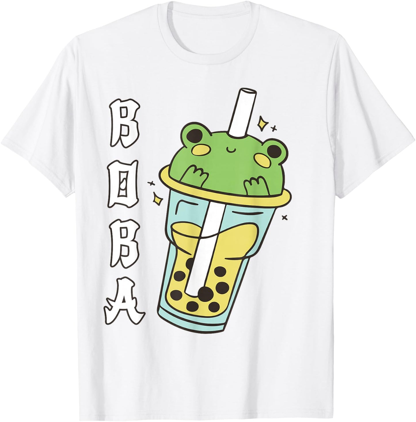 Cute Kawaii Frog Boba Tea Neko Anime Japanese Kids Teen Girl T-Shirt - T-Shirt | White