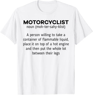 Motorcyclist Noun Definition Motorcycle Biker Motorbike T-Shirt - T-Shirt | White