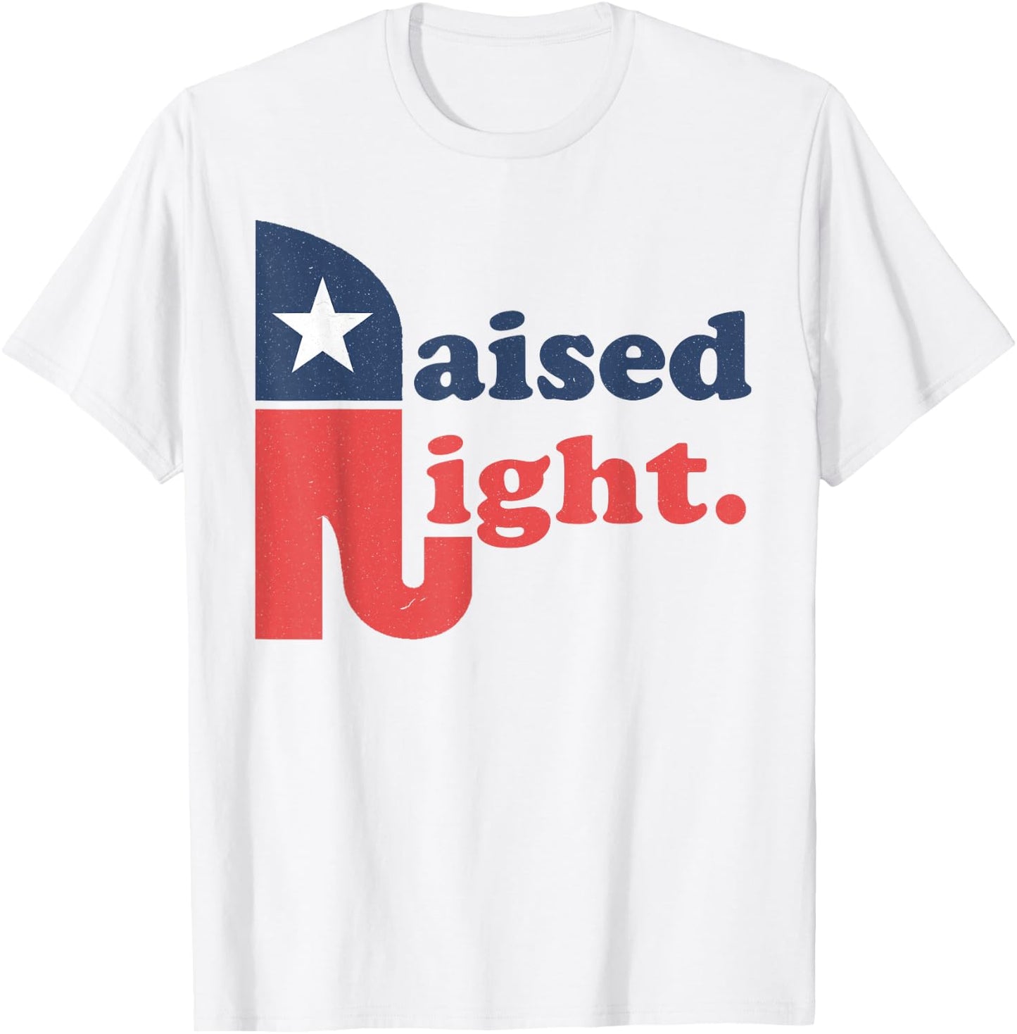Raised Right Republican Elephant Retro Style Distressed Gift T-Shirt - T-Shirt | White
