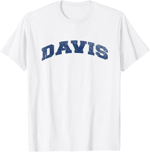 Davis California Varsity Style Vintage Grey T-Shirt - T-Shirt | White