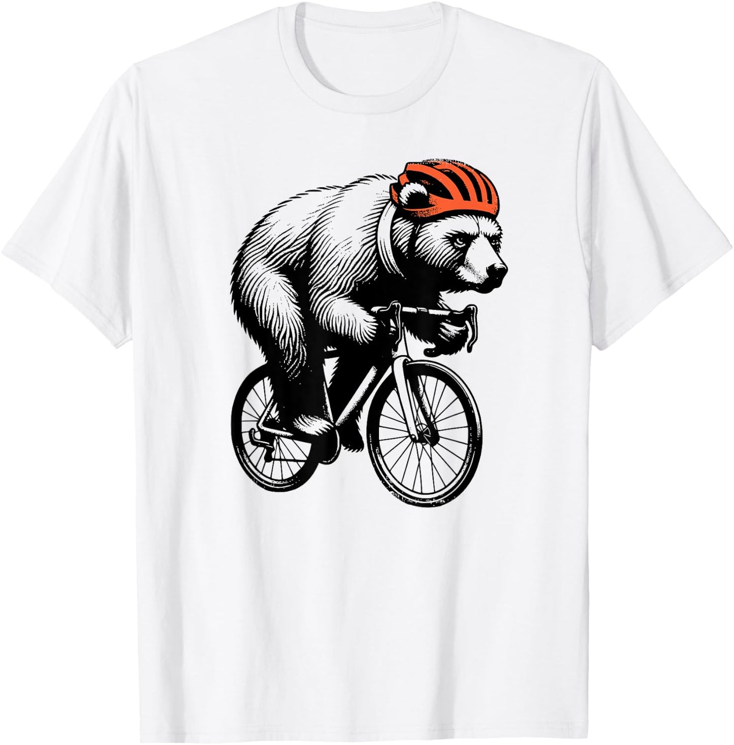 Cycling Bear Cyclist Racing Bike Exercise T-Shirt - T-Shirt | White