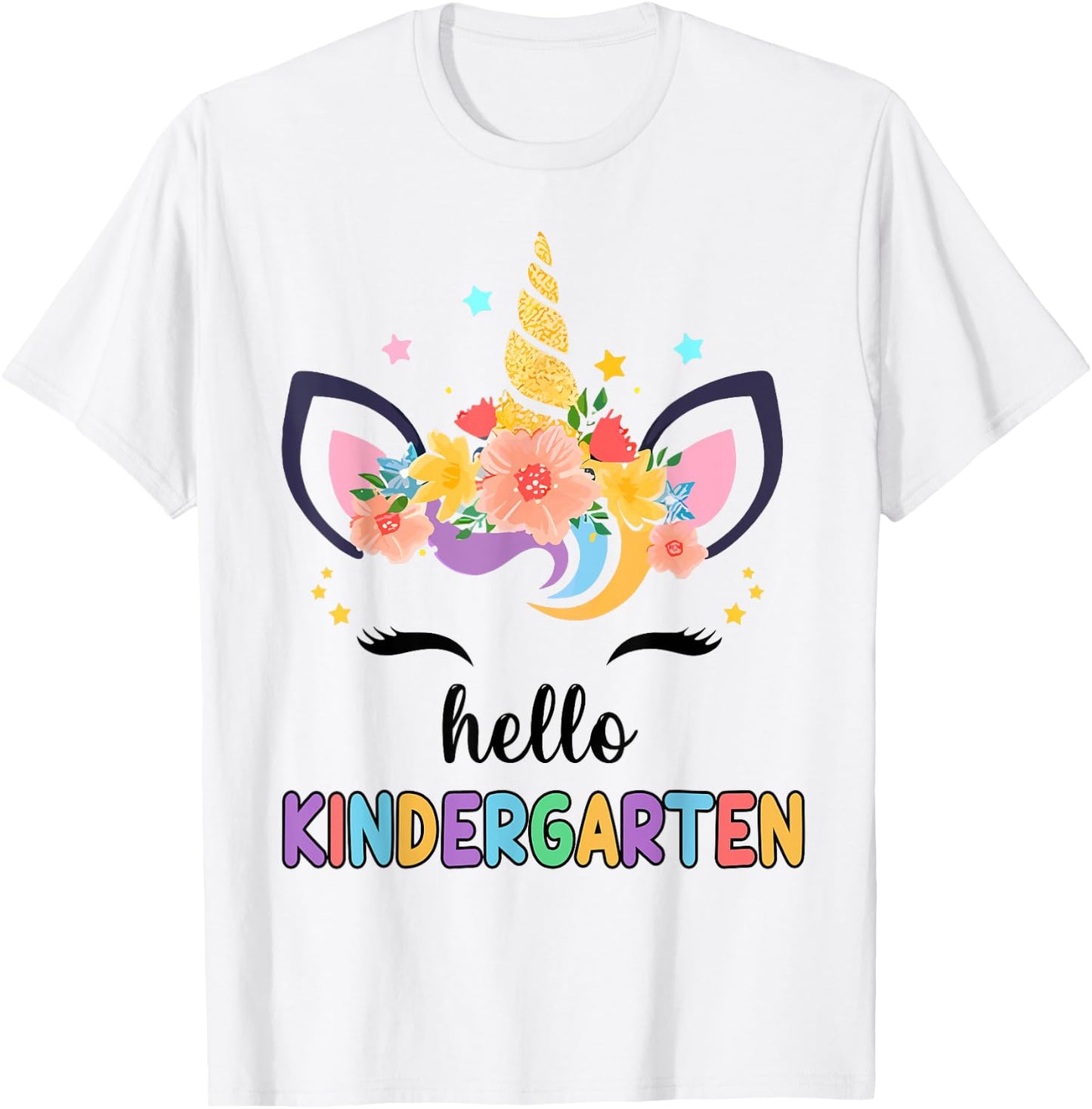 Hello Kindergarten Girl First Day Back School Unicorn Kids T-Shirt - T-Shirt | White