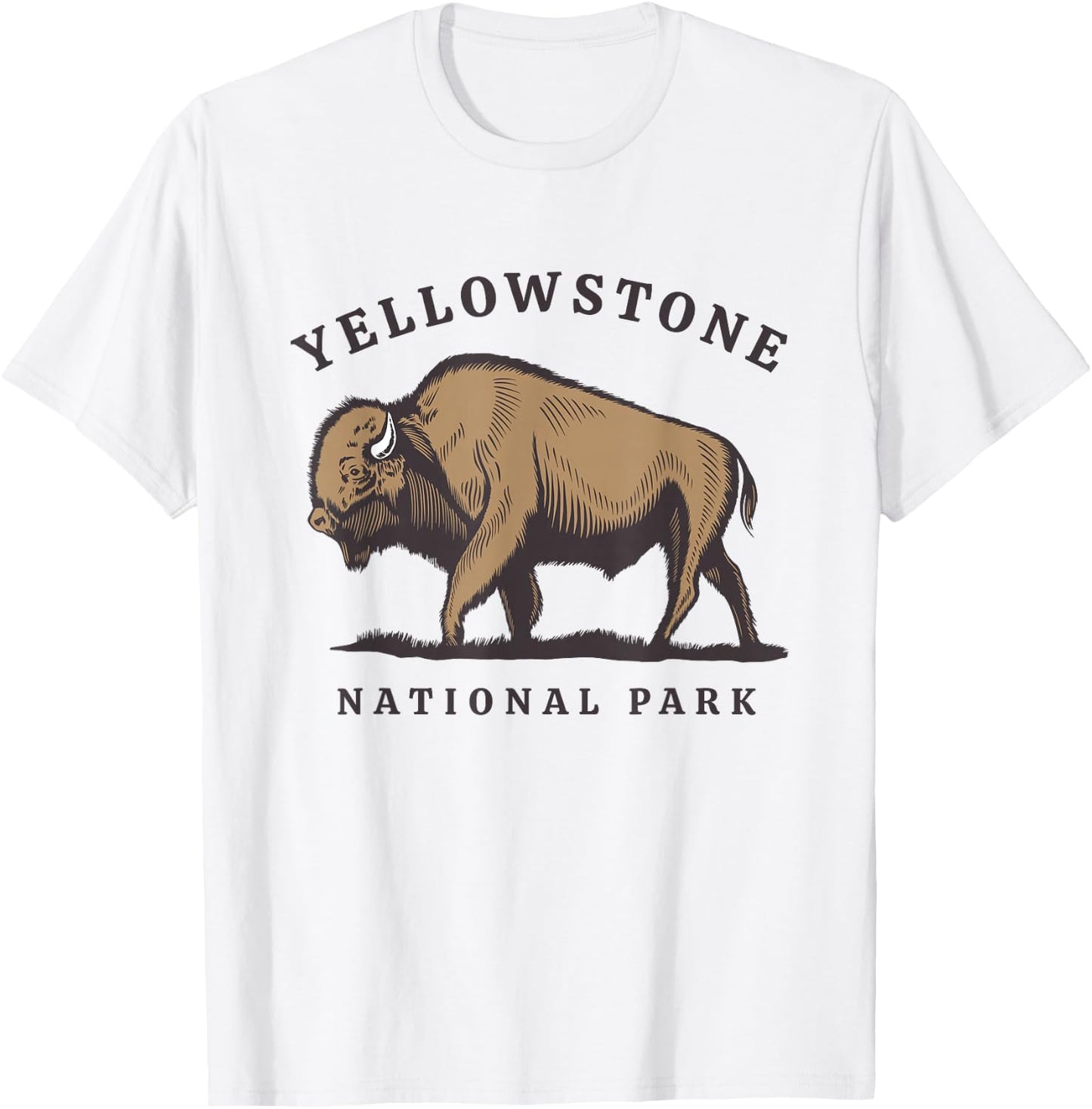 Yellowstone National Park Vintage Buffalo Bison Retro T-Shirt - T-Shirt | White