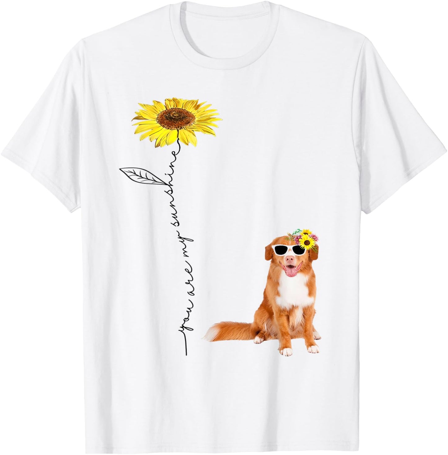 Sunflower and Nova Scotia Duck Tolling Retriever T-Shirt - T-Shirt | White