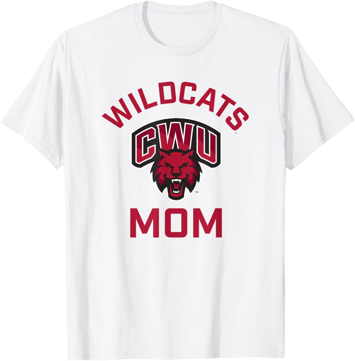 Central Washington University Wildcats Arched Mom T-Shirt - T-Shirt | White