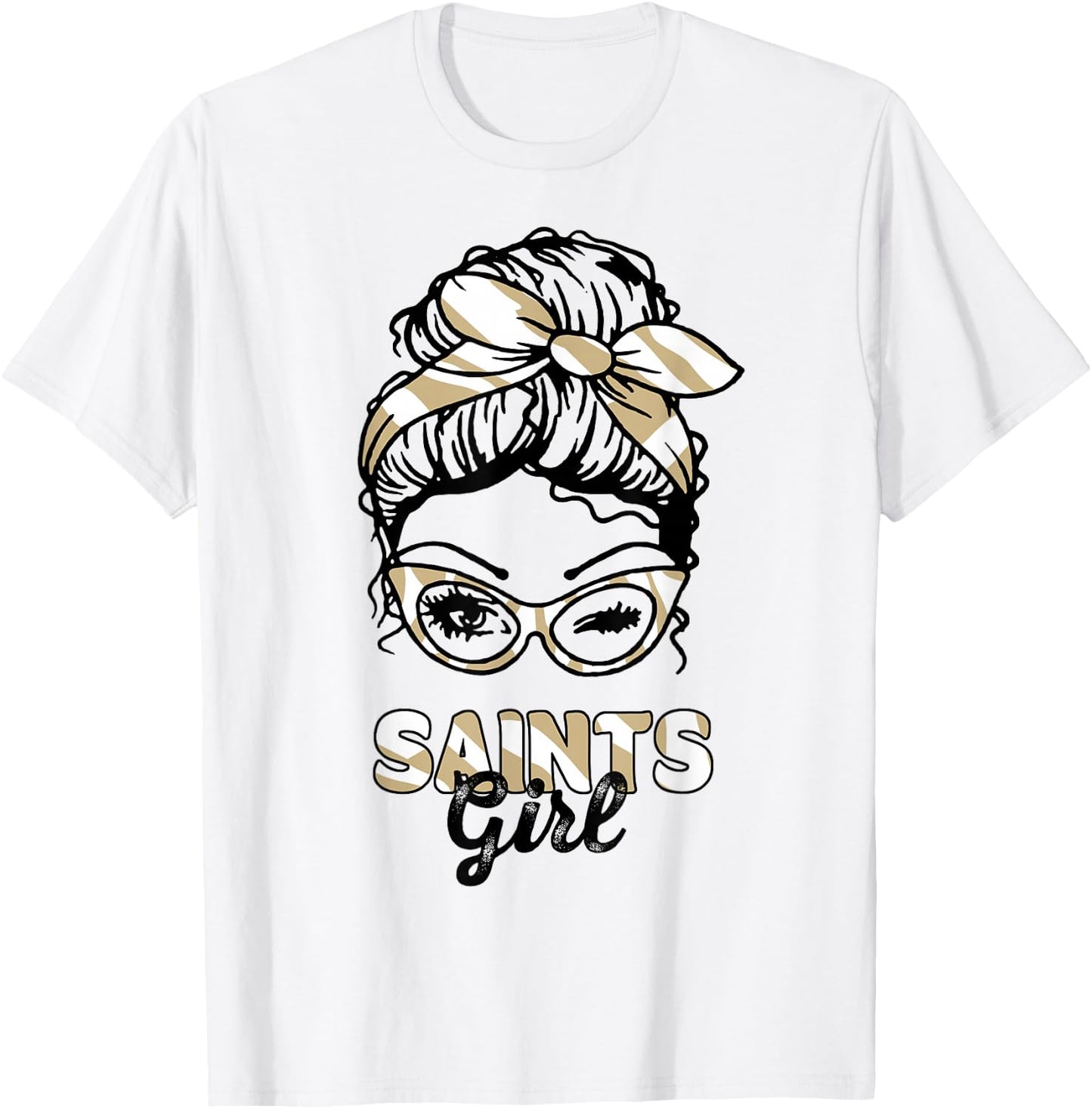 Saints Girl Messy Bun T-Shirt - T-Shirt | White