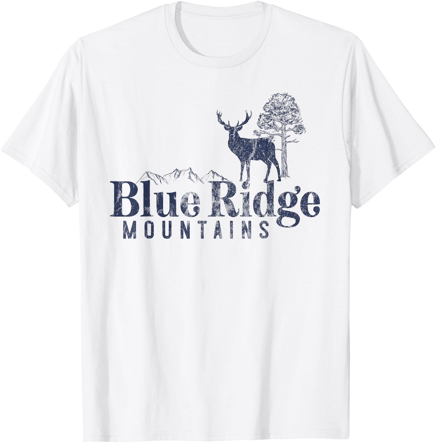 Blue Ridge Mountains Vintage Retro Style Men Women Outdoors T-Shirt - T-Shirt | White