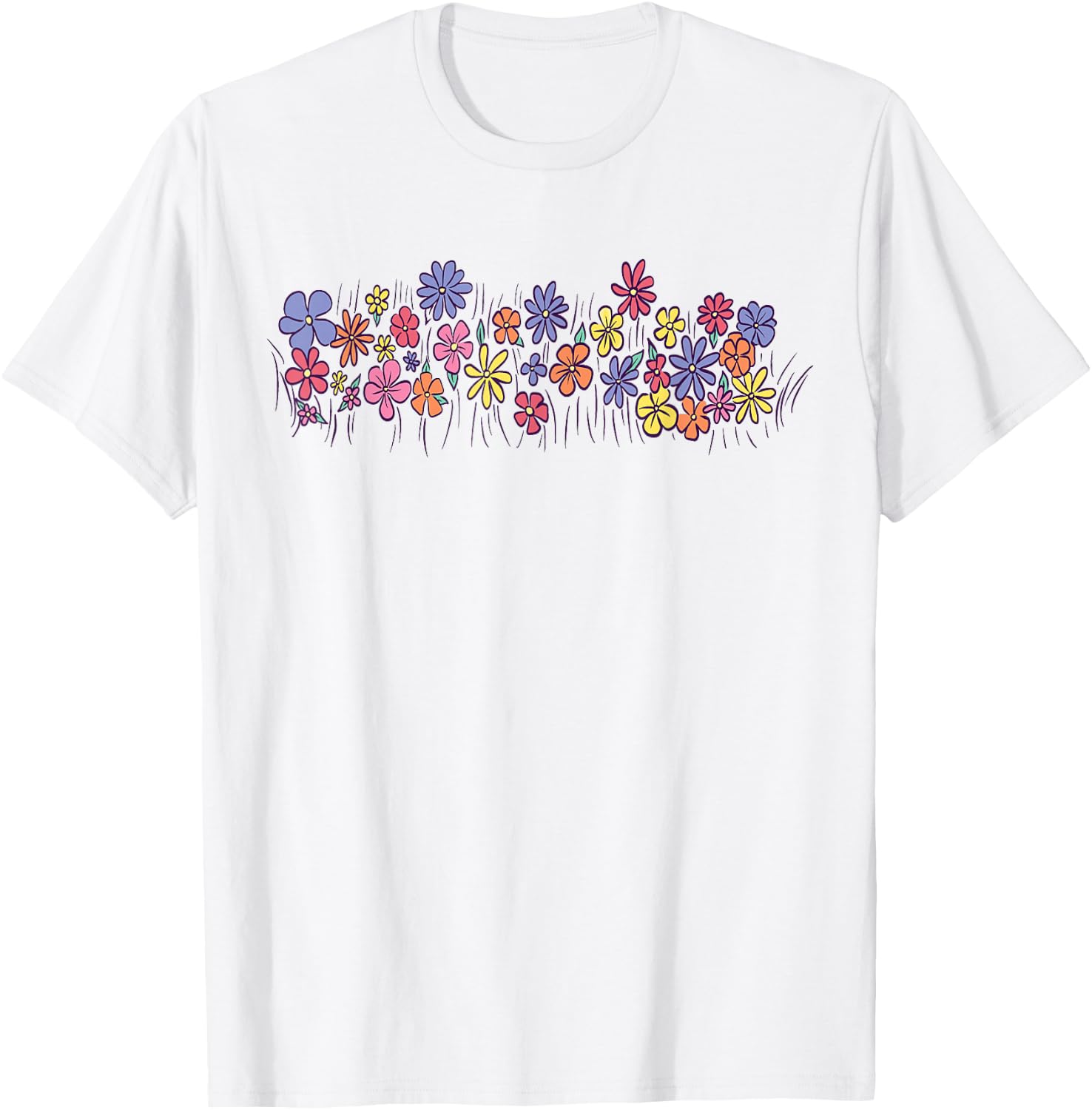 Colourful Flowers T-Shirt - T-Shirt | White