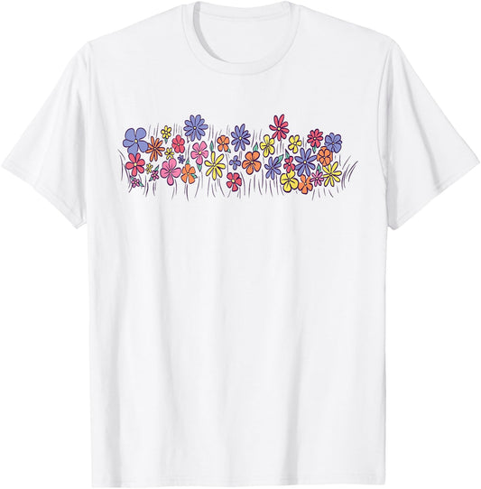 Colourful Flowers T-Shirt - T-Shirt | White