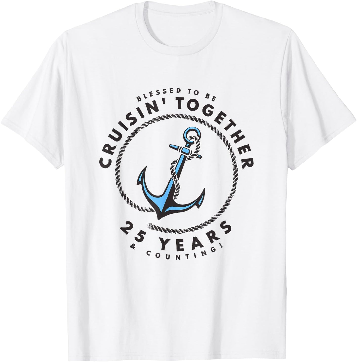 Couples Matching 25th Anniversary Cruise - Boat Anchor T-Shirt - T-Shirt | White