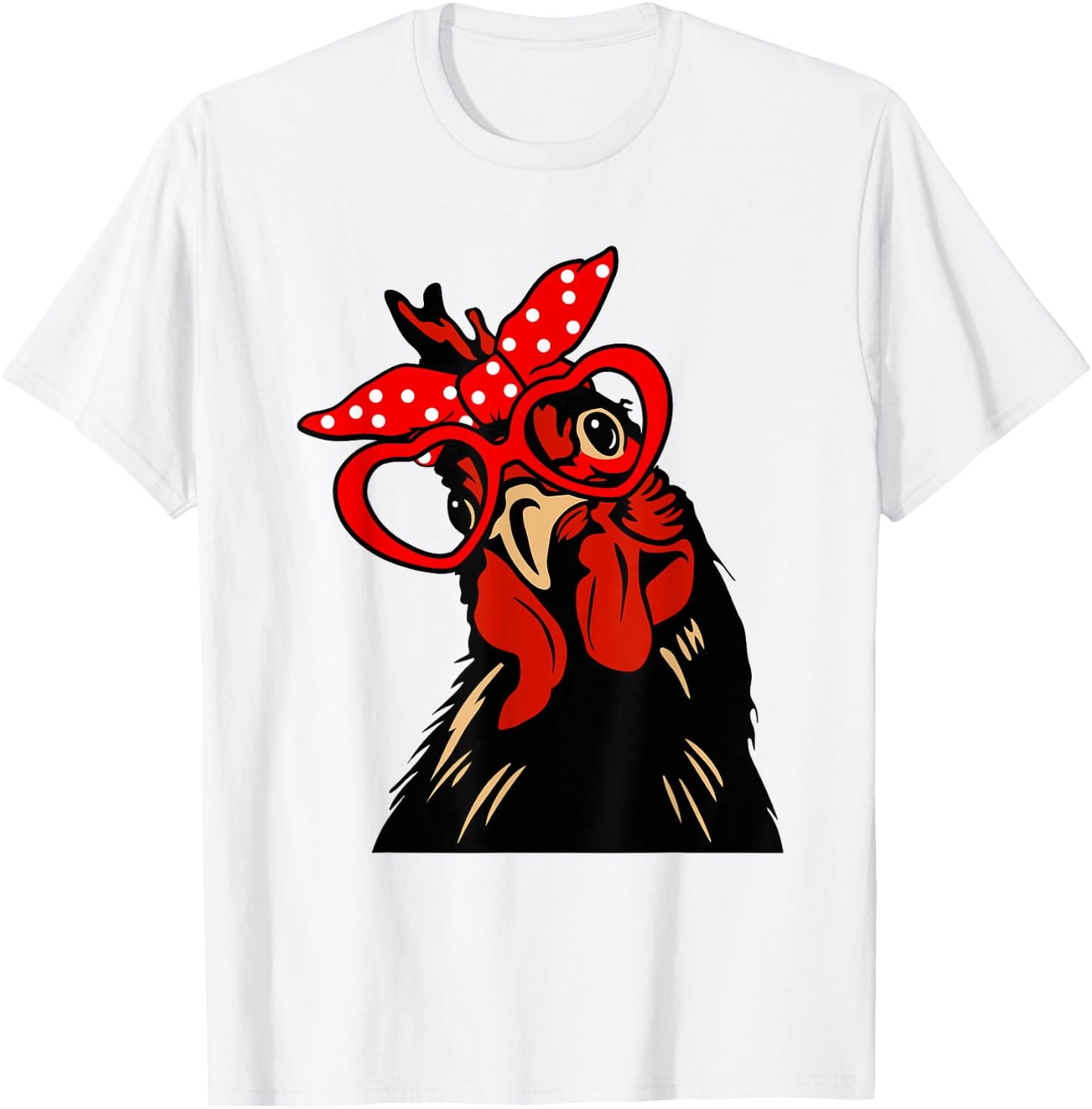Chicken with bandana headband and glasses cute T-Shirt - T-Shirt | White