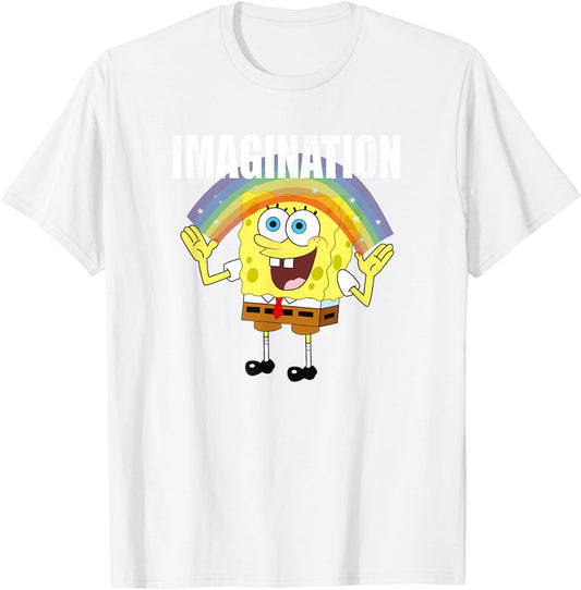 Mademark x SpongeBob SquarePants - SpongeBob - Rainbow with Imagination T-Shirt - T-Shirt | White