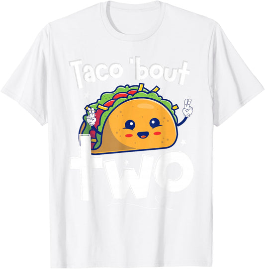 Cute 2 year old Boys Girls 2nd Second Birthday Taco bout two T-Shirt - T-Shirt | White
