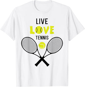 Live Love Tennis Funny Tennis Player Tennis Coach Gift T-Shirt - T-Shirt | White