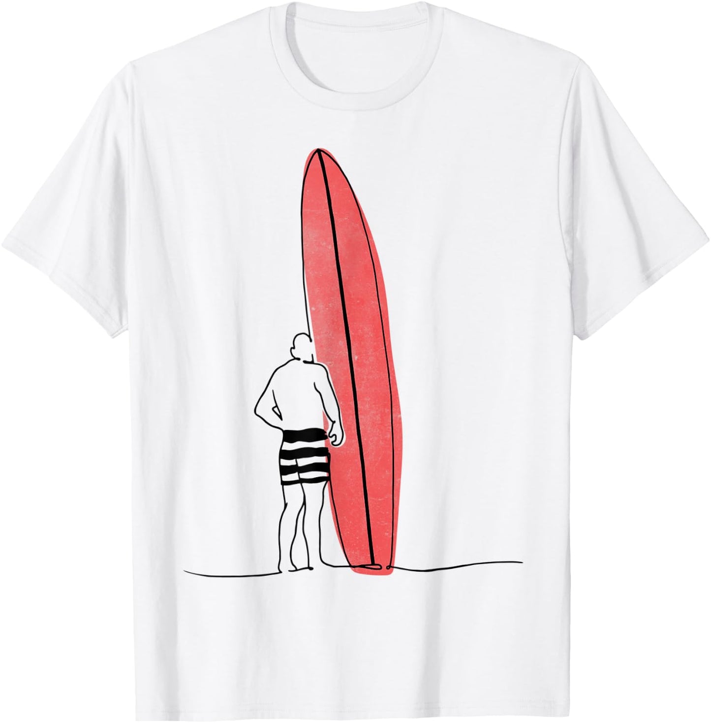 Vintage Minimalist 60s Pipeline Longboard Sunset Surf T-Shirt - T-Shirt | White