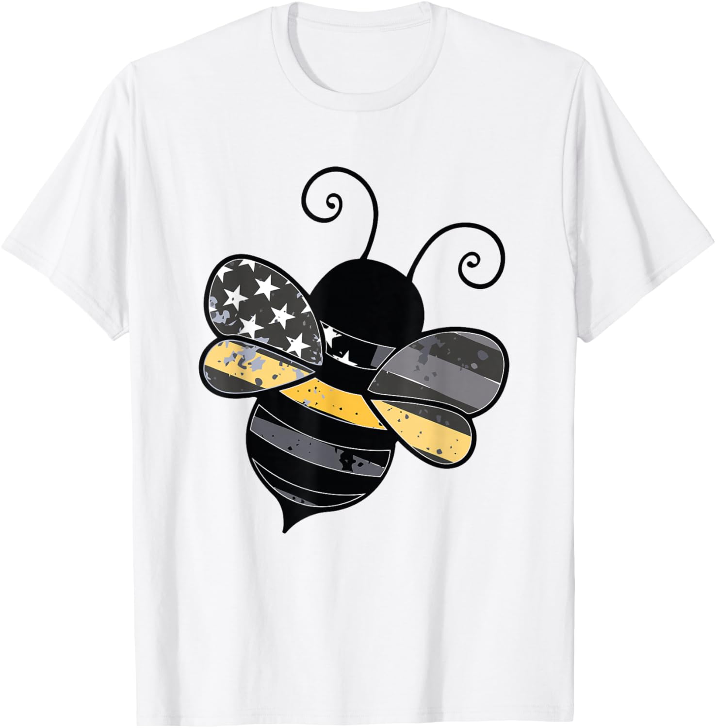 Proud Thin Gold Line Bumble Bee Patriotic 911 Dispatcher T-Shirt - T-Shirt | White