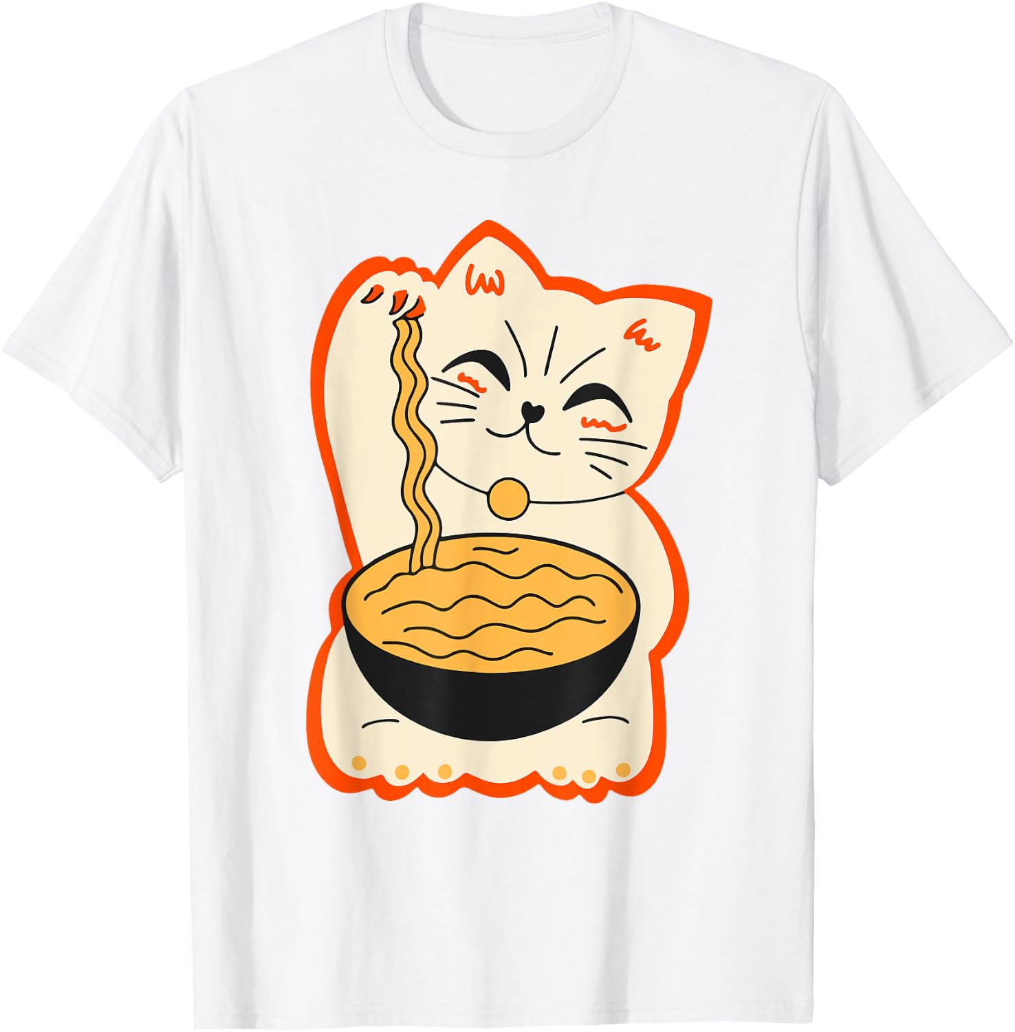Cute Cat Ramen Teen Girl Women Funny Japanese Neko Kawaii T-Shirt - T-Shirt | White