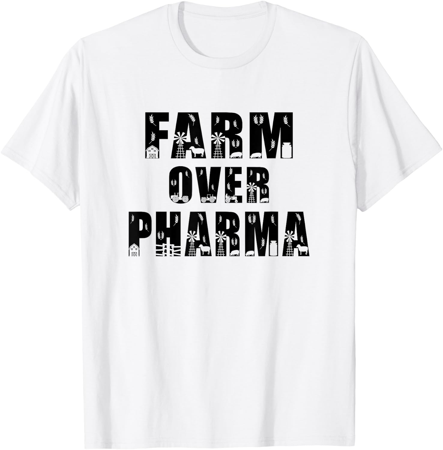 Farm Over Pharma Family Farming Mom Dad Grandpa Funny Farmer T-Shirt - T-Shirt | White