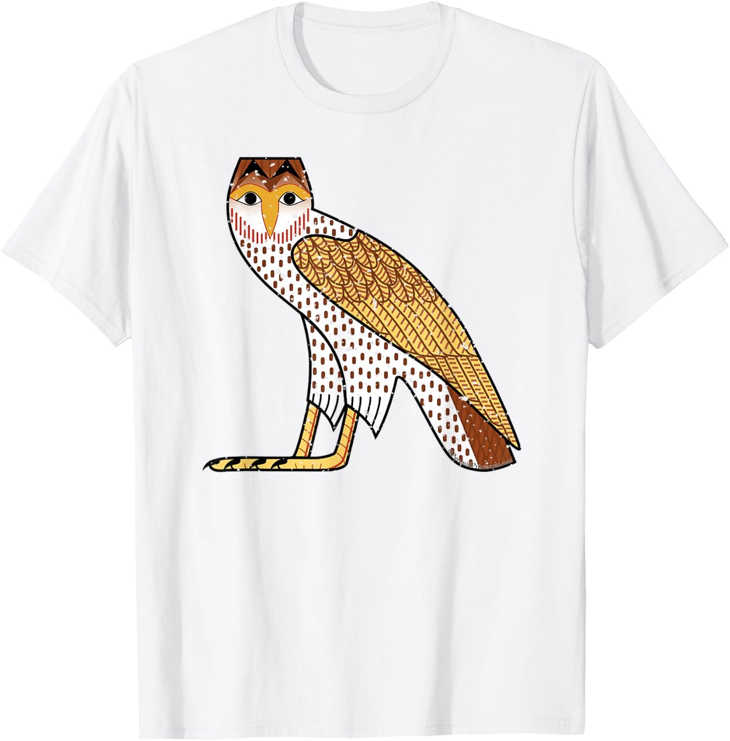 Ancient Egyptian Owl Wisdom Protection Hieroglyphic Letter M T-Shirt - T-Shirt | White