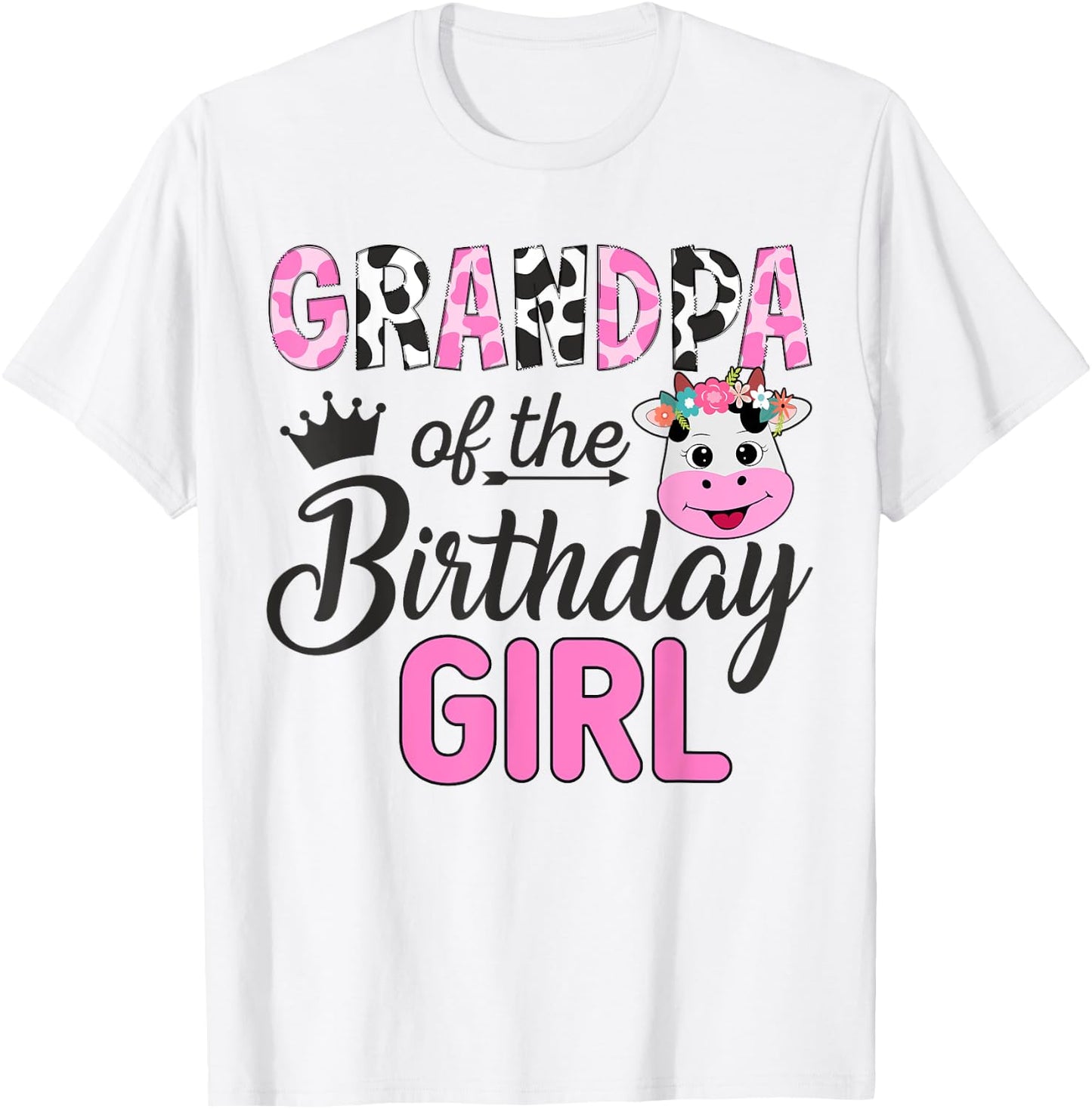Grandpa of The Birthday Girl Farm Cow 1 St Birthday Girl T-Shirt - T-Shirt | White