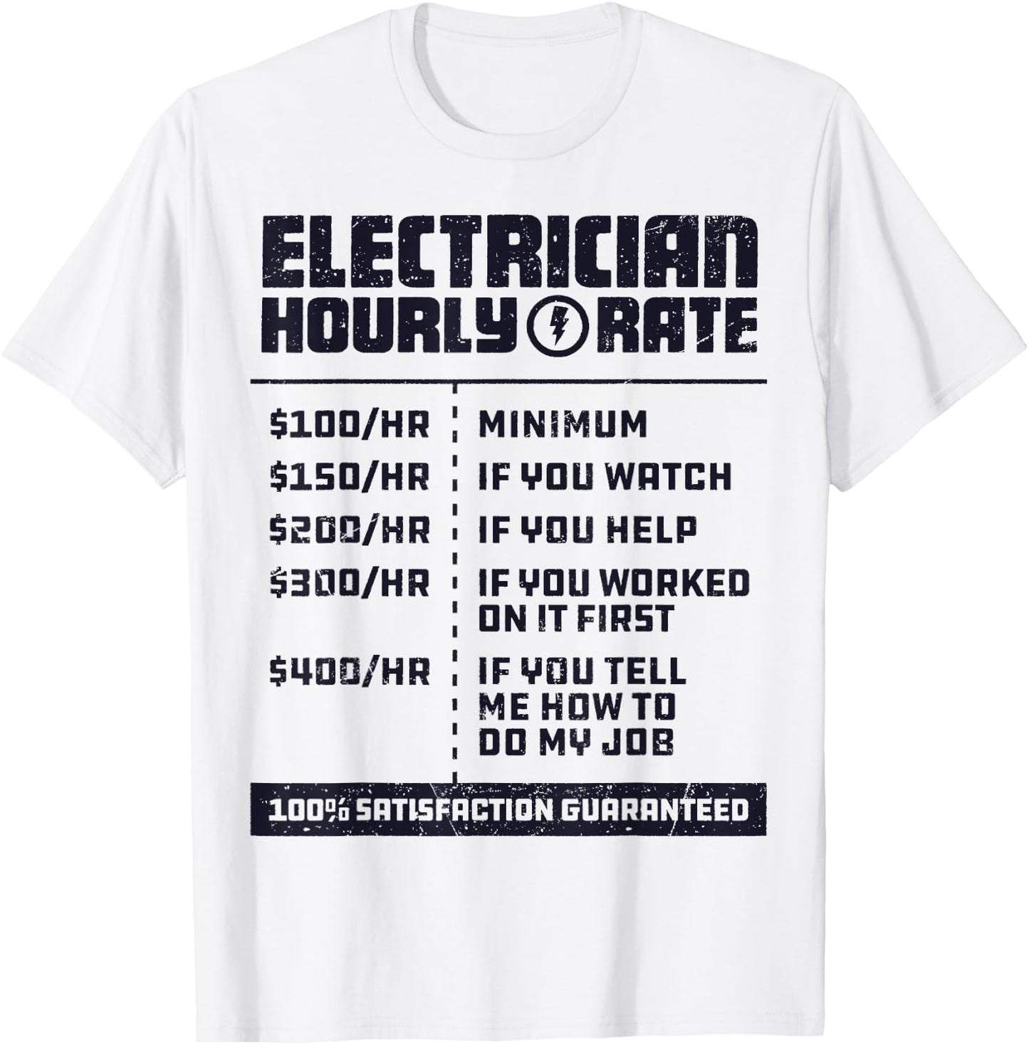 Electrician Hourly Rate Funny Lineman Dad Retro Vintage Men T-Shirt - T-Shirt | White