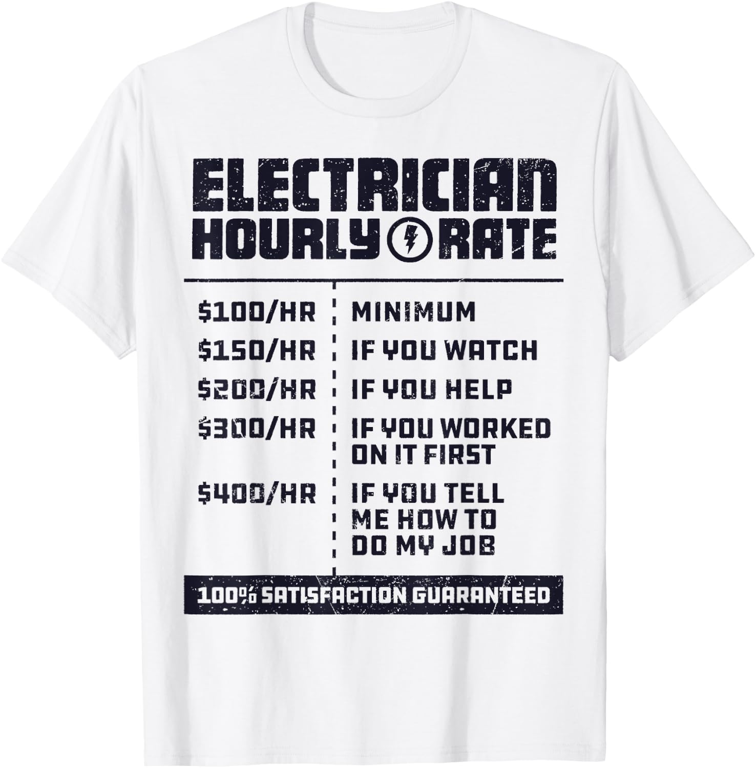 Electrician Hourly Rate Funny Lineman Dad Retro Vintage Men T-Shirt - T-Shirt | White