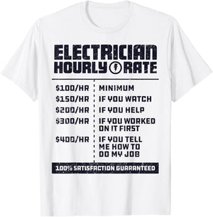Electrician Hourly Rate Funny Lineman Dad Retro Vintage Men T-Shirt - T-Shirt | White