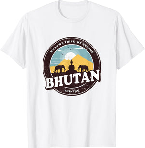Bhutan Thimphu Vintage Elephant Buddha Figurine Gift T-Shirt - T-Shirt | White