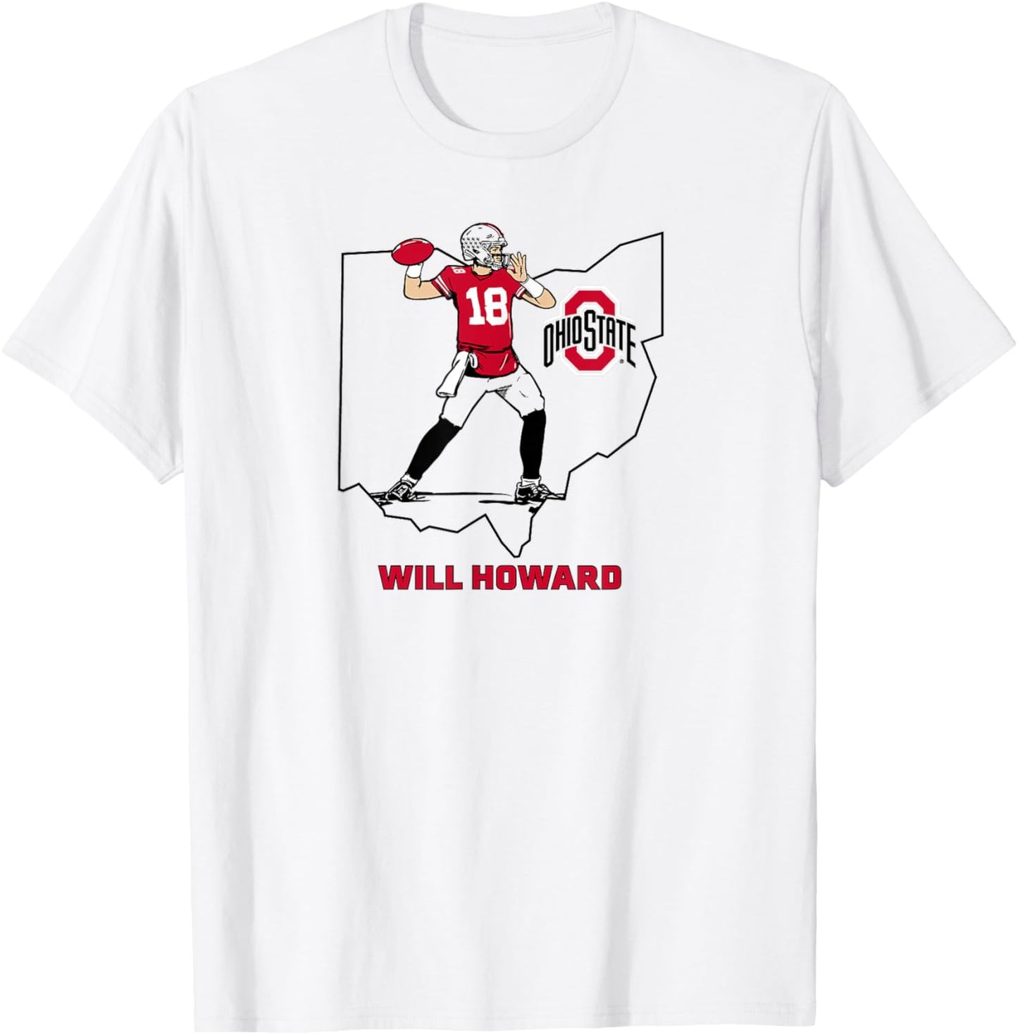 Ohio State Football: Will Howard State Star T-Shirt - T-Shirt | White