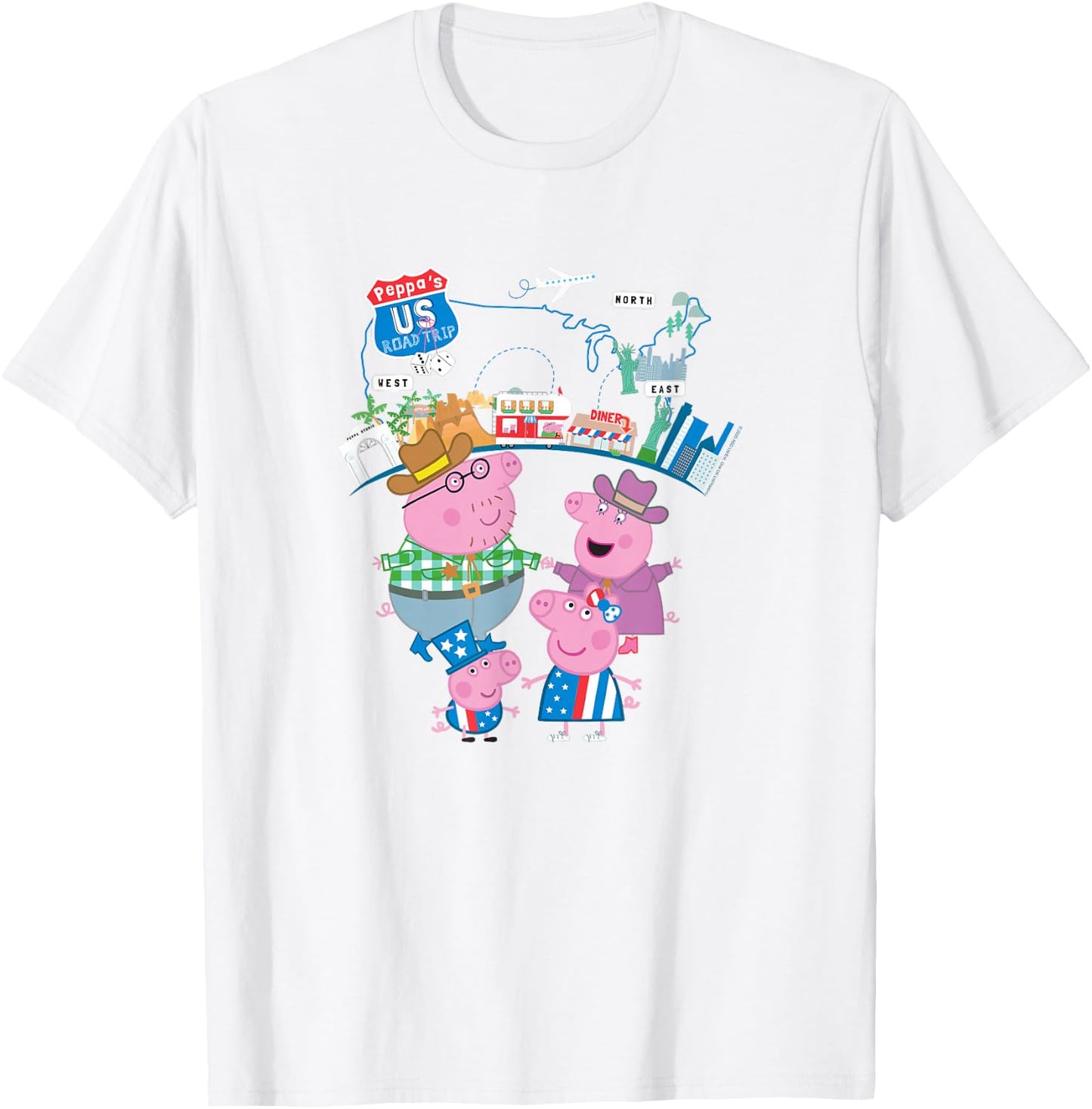 Peppa Pig Visits America US Road Trip T-Shirt - T-Shirt | White