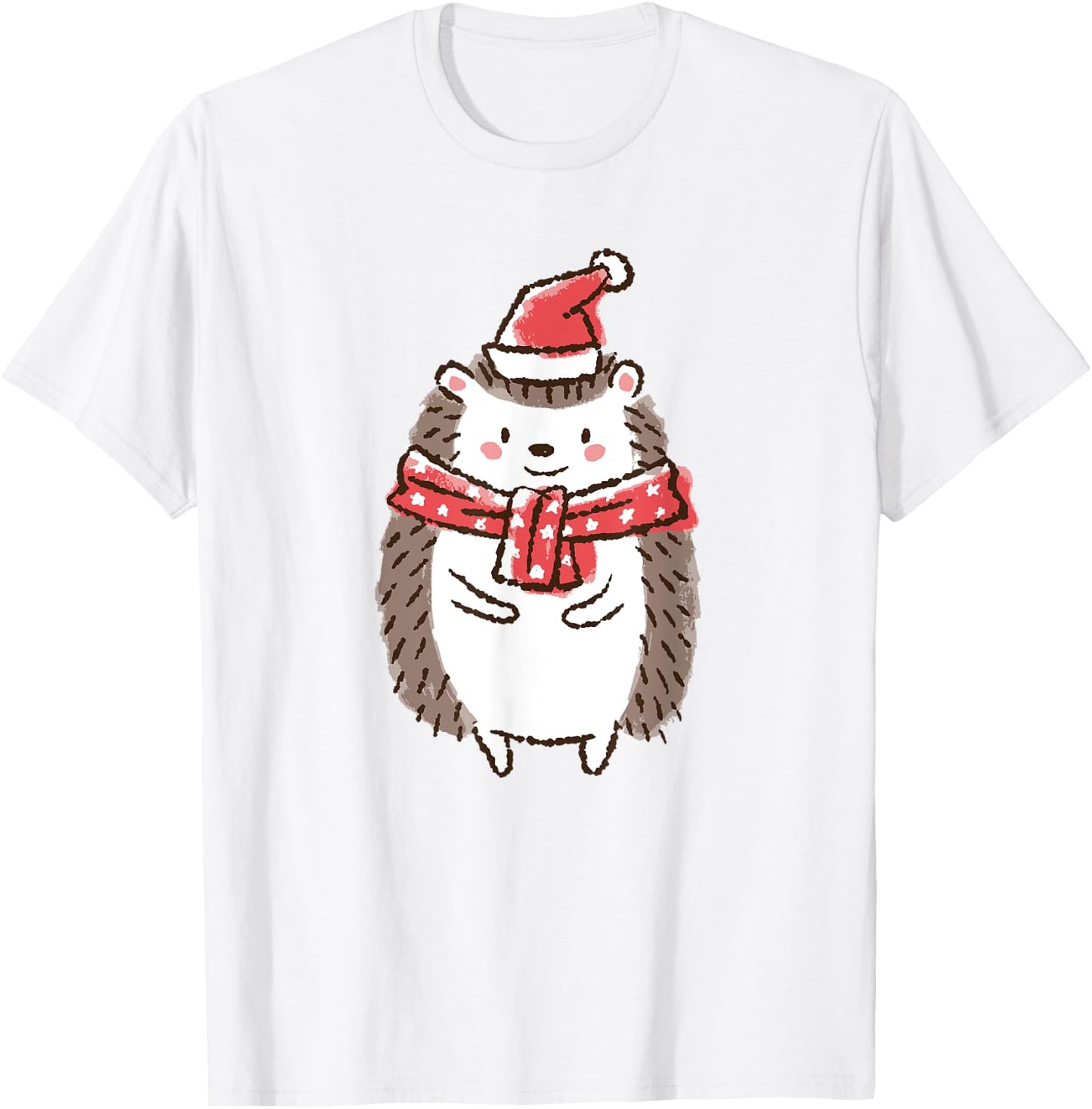Cute Christmas Hedgehog Holiday T-Shirt - T-Shirt | White