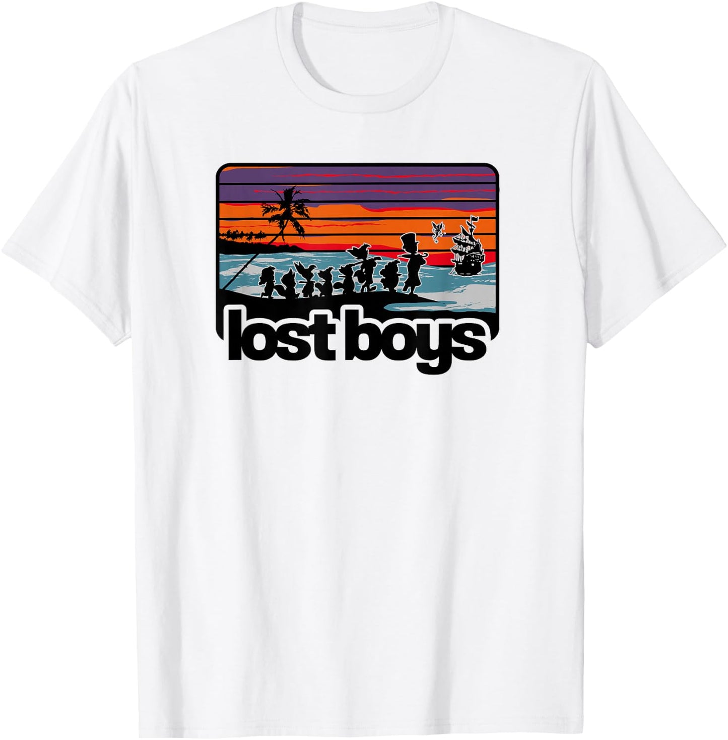 Disney Peter Pan Group Shot Lost Boys Color Stripes T-Shirt - T-Shirt | White