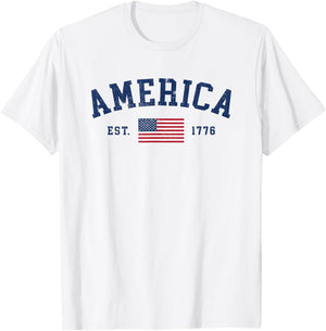 American Flag USA United States of America US 4th of July T-Shirt - T-Shirt | White