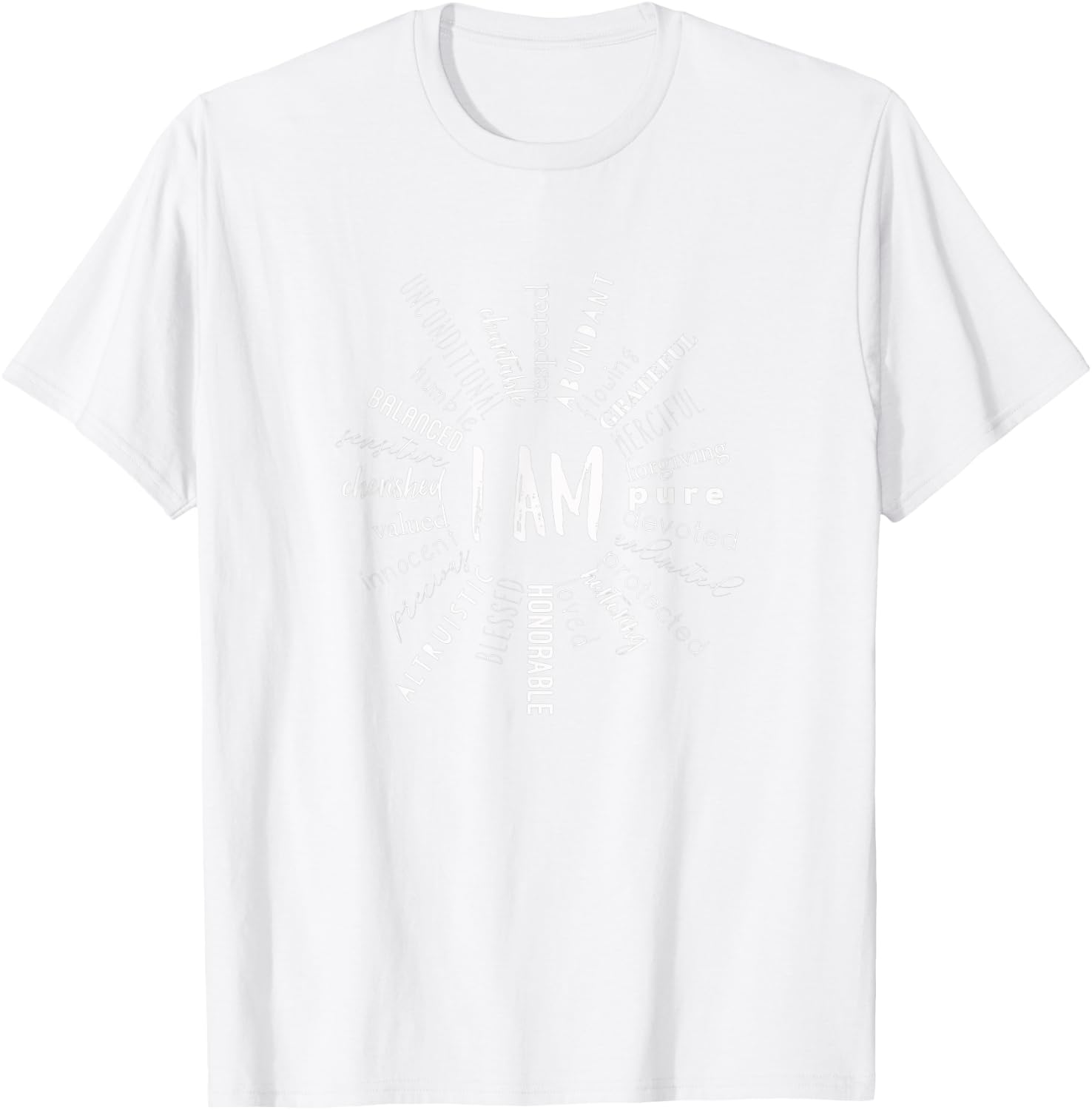 "I Am" Affirmation Self Belief & Betterment Heart Chakra T-Shirt - T-Shirt | White