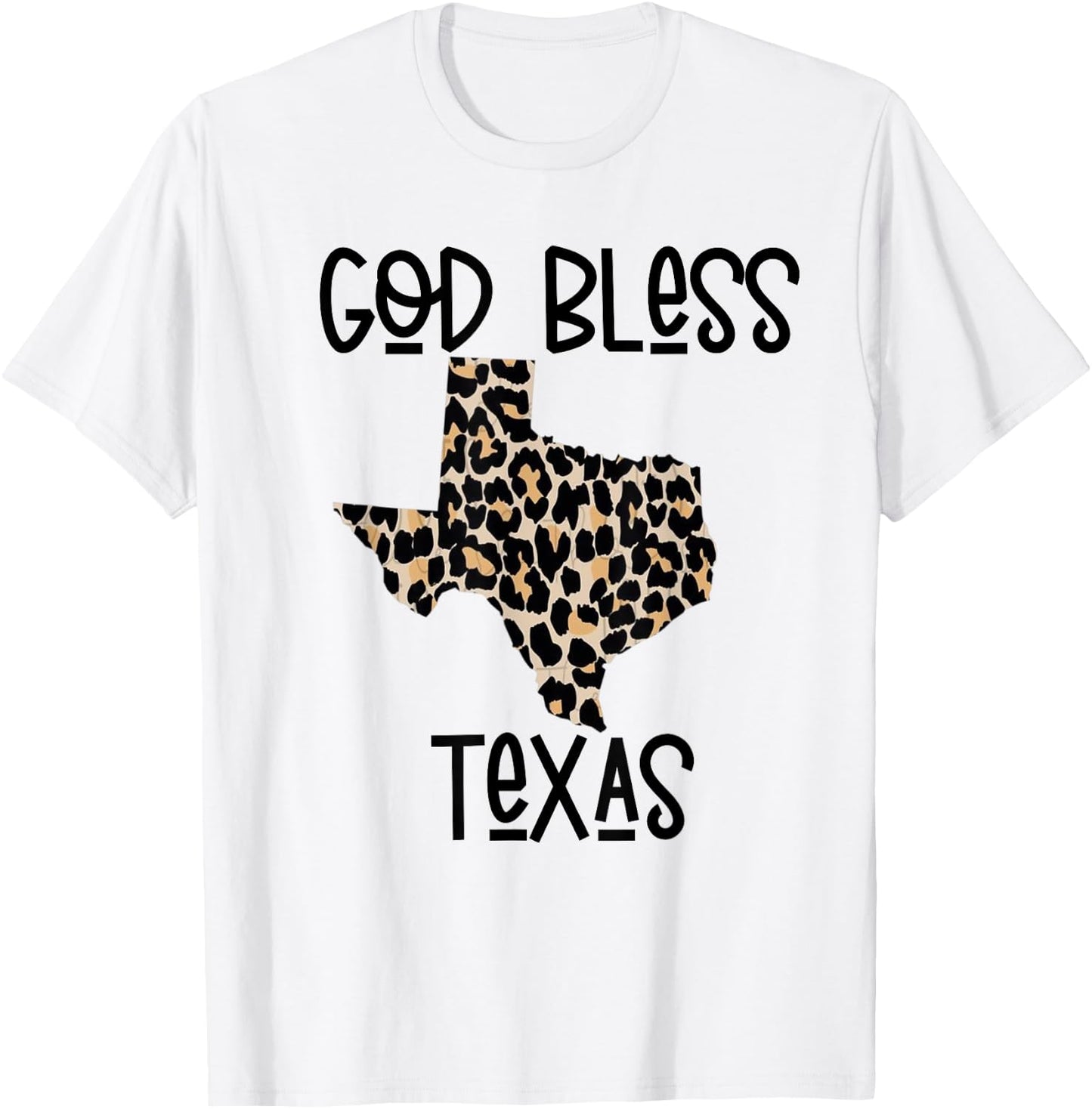 God Bless Texas Cheetah Leopard Print States T-Shirt - T-Shirt | White