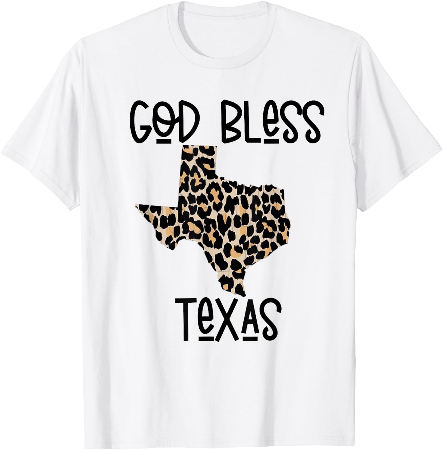 God Bless Texas Cheetah Leopard Print States T-Shirt - T-Shirt | White