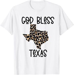 God Bless Texas Cheetah Leopard Print States T-Shirt - T-Shirt | White