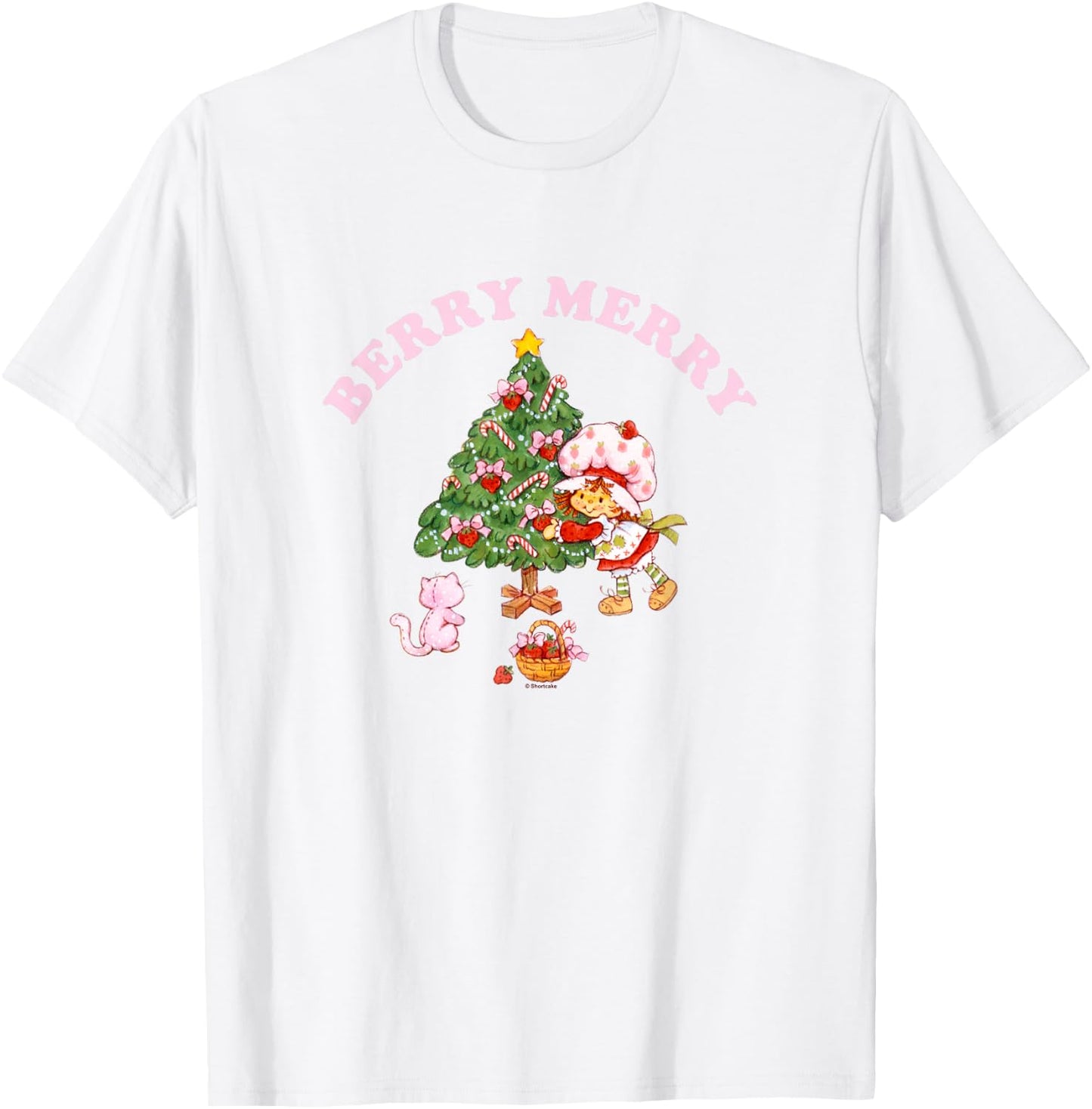 Strawberry Shortcake Christmas Berry Merry Decorating Tree T-Shirt - T-Shirt | White