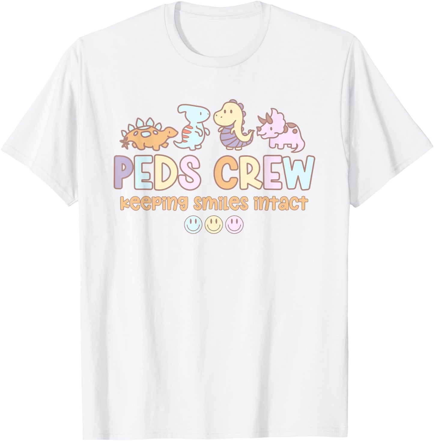 Groovy Peds Team Crew Keeping Smiles Intact Pediatric Nurse T-Shirt - T-Shirt | White