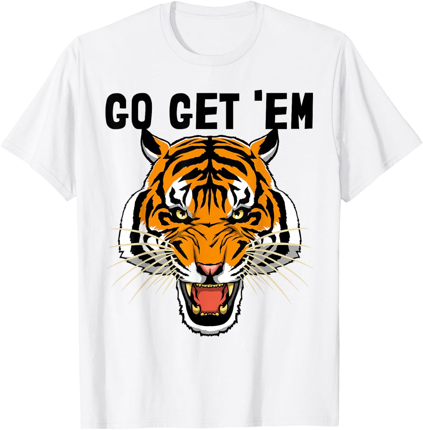 Go Get Em Shirt Roaring Tiger Men's Tiger Face T-Shirt - T-Shirt | White