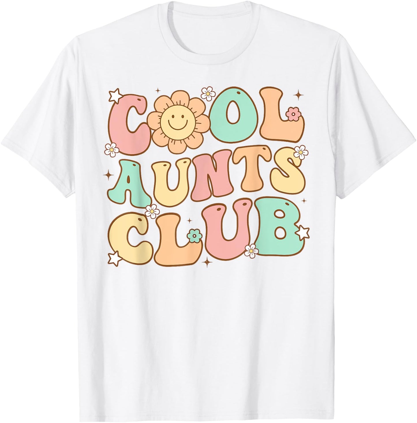 Groovy Retro Cool Aunts Club Auntie Daisy Smile Happy Face T-Shirt - T-Shirt | White