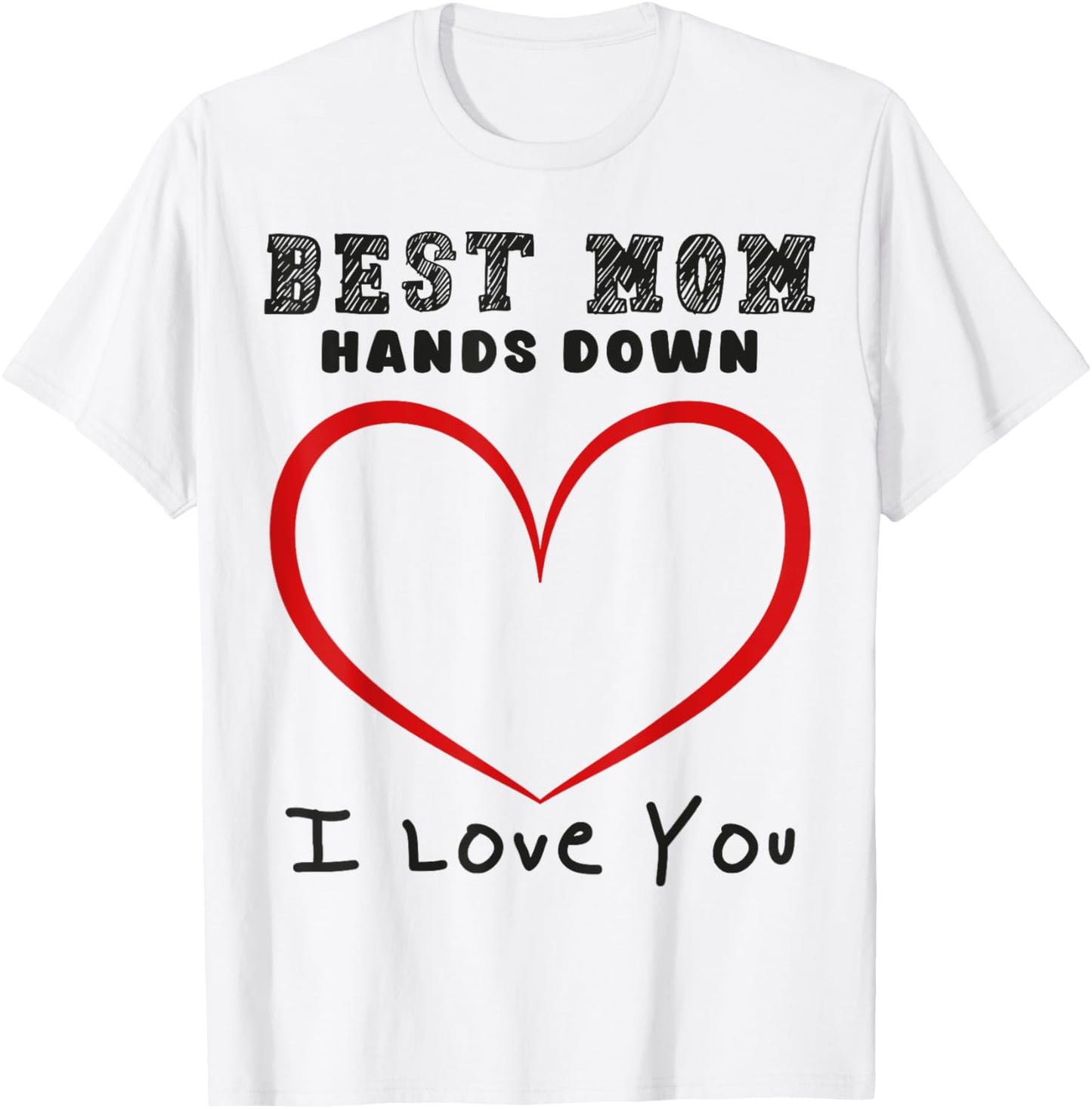 Best Mom Hands Down Handprint T-Shirt - T-Shirt | White
